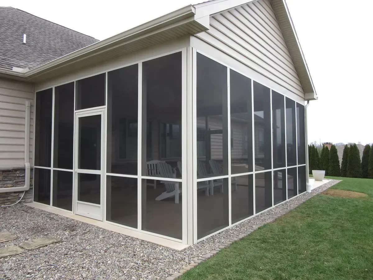 A screened porch added to a home